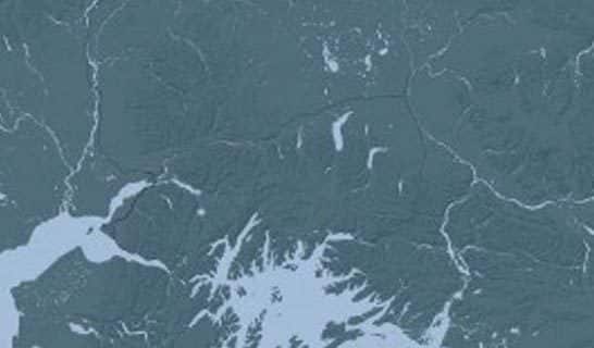 Birds eye view of Alaska map