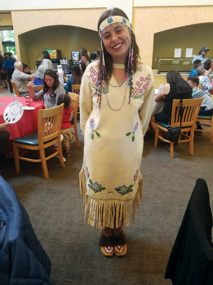 Audrey Juliussen wearing traditional Alaska Native Dress