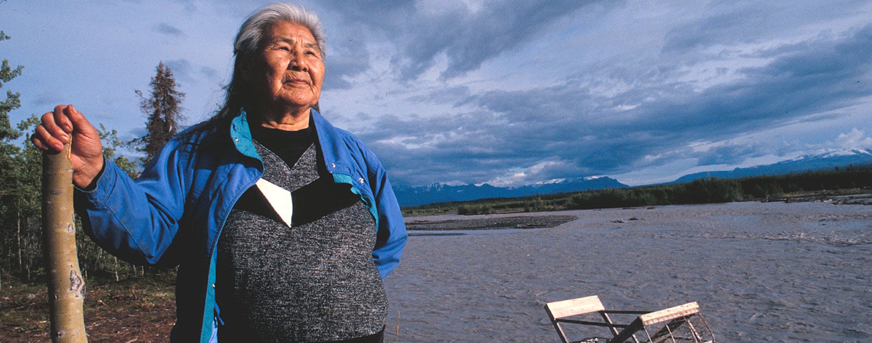 Elder Katie John on the riverbed.