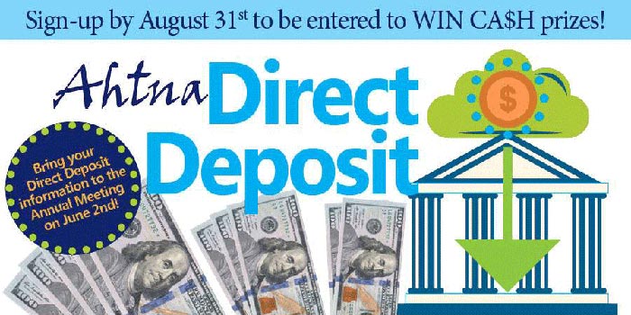 Ahtna Direct Deposit graphic