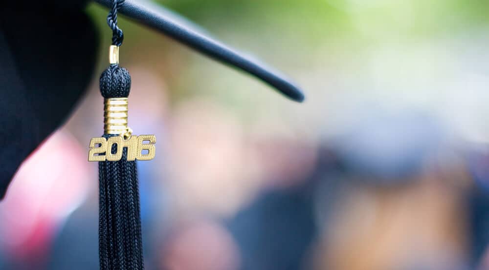 Stock photo of 2016 graduation cap