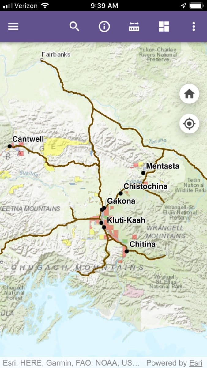 Screenshot of Ahtna, Inc. Regional Map App